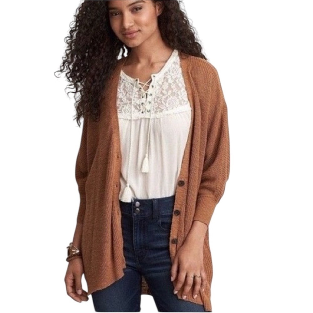 American Eagle Drop Shoulder Button Down Sweater … - image 1